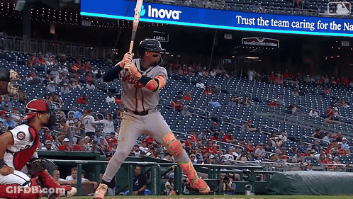 Baseball Player Ready To Swing In Front Of Inova Sign GIF