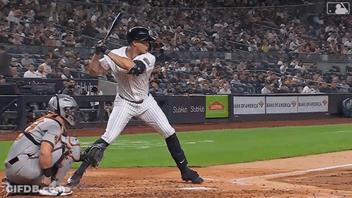 Baseball Player Ready To Swing With Bank Of America Ad GIF