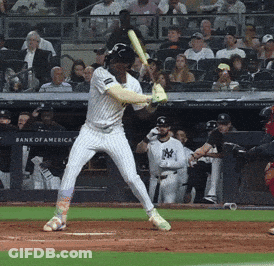 Baseball Player Ready To Swing With Bank Of America Banner GIF