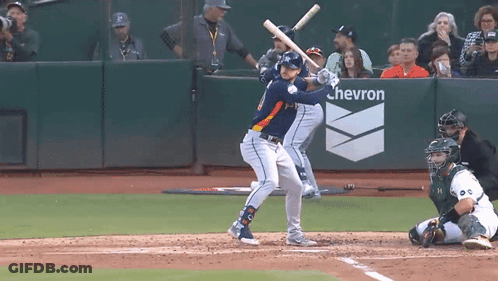 Baseball Player Ready To Swing With Chevron Sign GIF