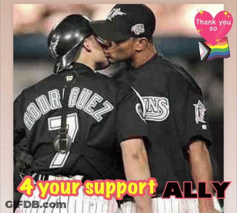 Baseball Player Rodriguez Kissing Another Player GIF