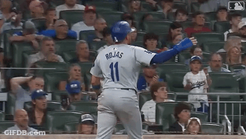Baseball Player Rojas On Field In Front Of Crowd GIF