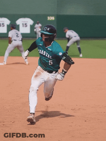 Baseball Player Running In Coastal Jersey GIF