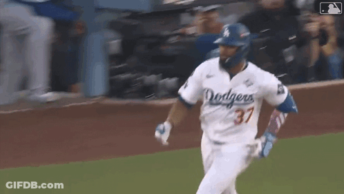 Baseball Player Running In Dodgers Jersey GIF