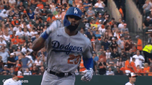 Baseball Player Running In Dodgers Jersey GIF