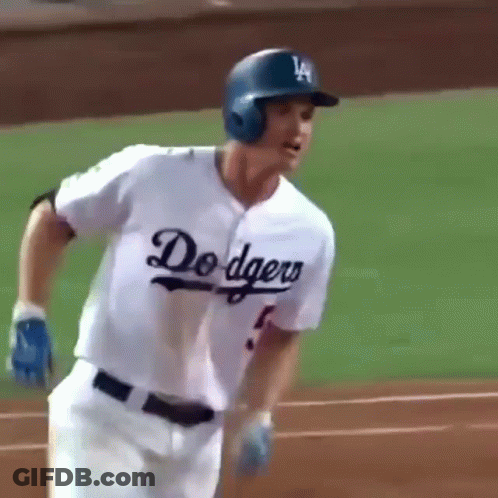 Baseball Player Running In Dodgers Uniform GIF