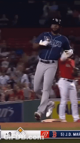 Baseball Player Running In Rays Jersey GIF