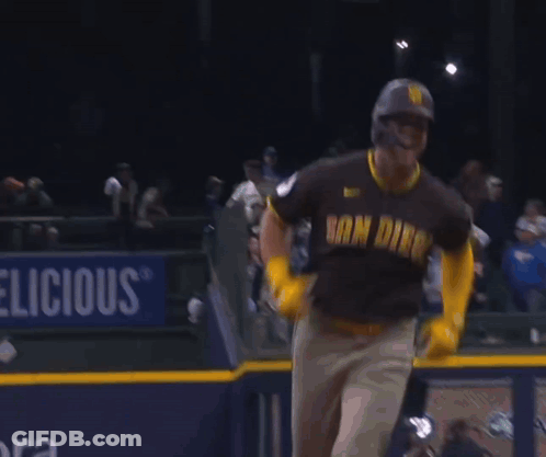 Baseball Player Running In San Diego Jersey GIF