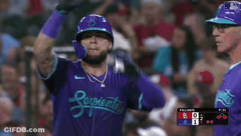 Baseball Player Running Past Health Sign GIF