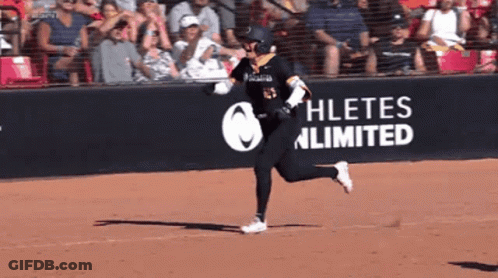 Baseball Player Running With Athletes Unlimited Banner GIF