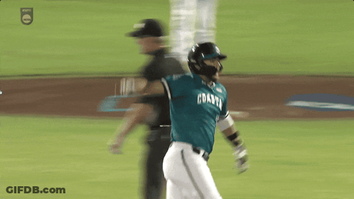 Baseball Player Running With Coast On Shirt GIF