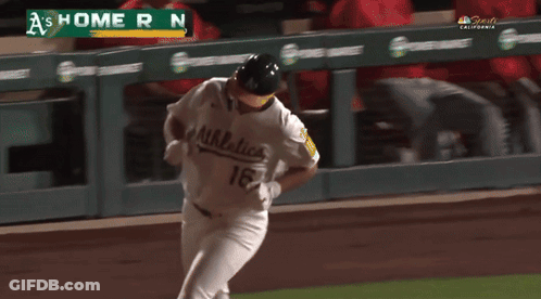 Baseball Player Running With Home Run Sign GIF