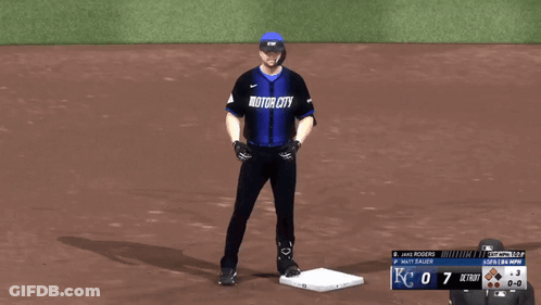 Baseball Player Running With Orange Gloves And Helmet GIF