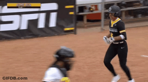 Baseball Player Runs To Catcher At ESPN Banner GIF