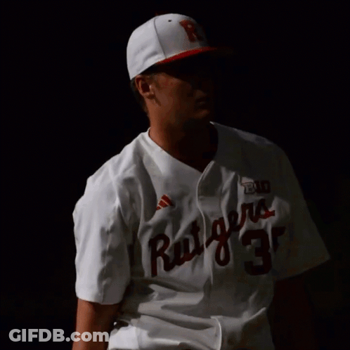 Baseball Player Rutgers 3 White Jersey GIF