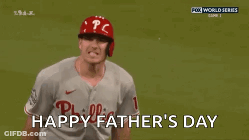 Baseball Player Saying Happy Father's Day In Phillies Jersey GIF