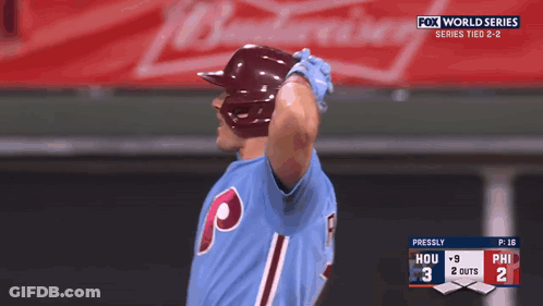 Baseball Player Saying Happy Father's Day In Phillies Jersey GIF