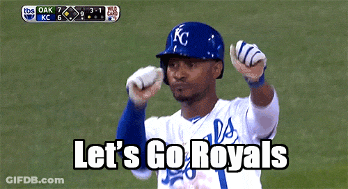 Baseball Player Saying Let's Go Royals In KC Hat GIF