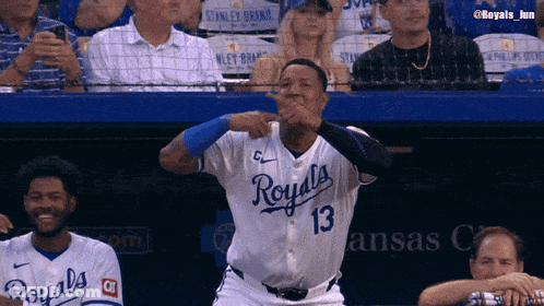 Baseball Player Saying Let's Go Royals In KC Hat GIF
