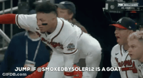 Baseball Player Says Jump If @Smokedysoler12 Is A Goat GIF
