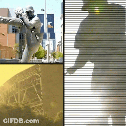 Baseball Player Statue And Stadium GIF