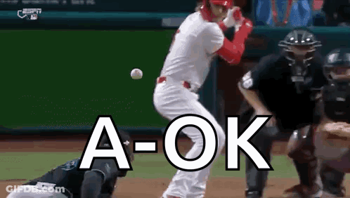 Baseball Player Swinging At Ball A-OK GIF