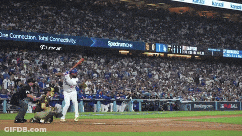 Baseball Player Swinging At Pitch GIF