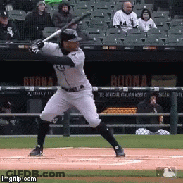 Baseball Player Swinging At Pitch In Buona Dugout GIF
