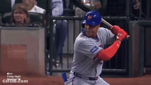 Baseball Player Swinging At Pitch GIF