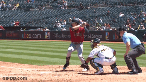 Baseball Player Swinging At Pitch Saying Office Technology GIF