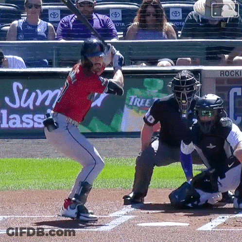 Baseball Player Swinging At Pitch Summit Glass Sign GIF