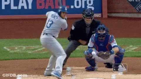 Baseball Player Swinging At Pitch GIF