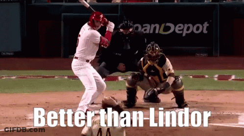 Baseball Player Swinging Bat Better Than Lindor GIF
