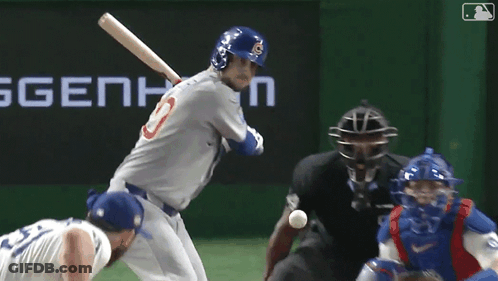 Baseball Player Swinging Bat Catcher Umpire Watching GIF