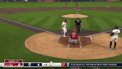 Baseball Player Swinging Bat Catcher Watching GIF