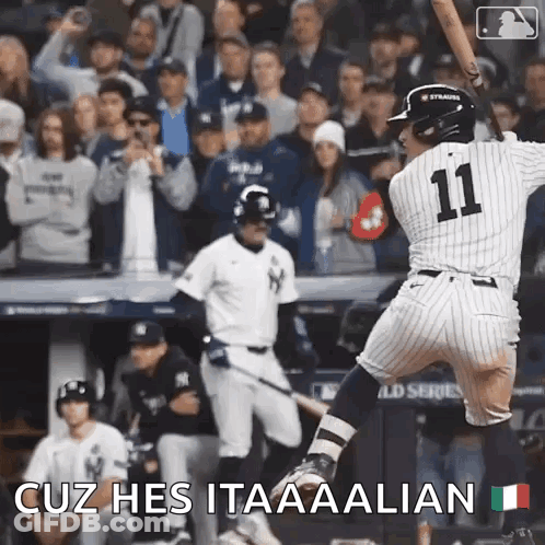 Baseball Player Swinging Bat Number 11 GIF