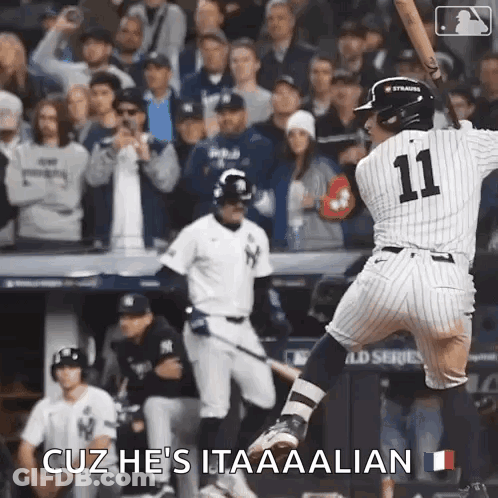Baseball Player Swinging Bat Number 11 GIF