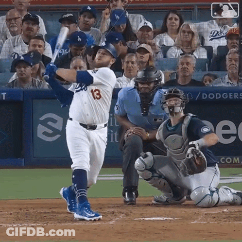 Baseball Player Swinging Bat Number 13 GIF