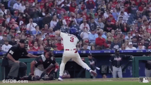 Baseball Player Swinging Bat Number 3 GIF