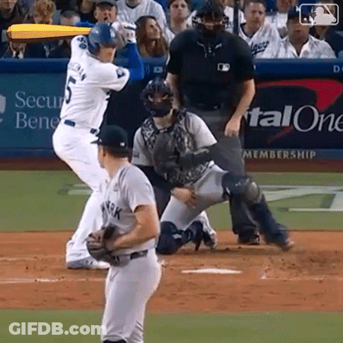 Baseball Player Swinging Bat Number 5 GIF