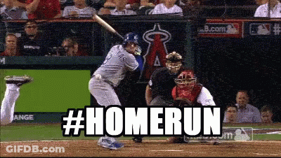 Baseball Player Swinging Bat Saying Homerun GIF