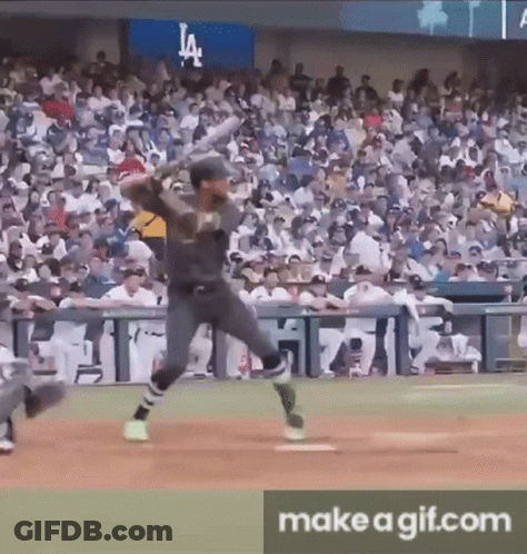 Baseball Player Swinging Bat GIF