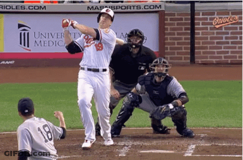 Baseball Player Swinging Bat While Catcher Watches GIF