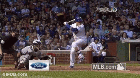 Baseball Player Swinging Bat With Comcast Sportsnet Ad GIF