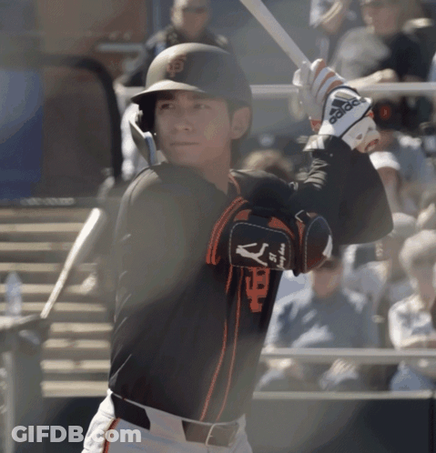 Baseball Player Swinging With Adidas Glove GIF
