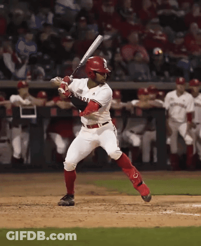 Baseball Player Swinging With Ari On Shirt GIF