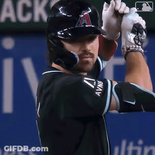 Baseball Player Swinging With Letter A On Helmet GIF