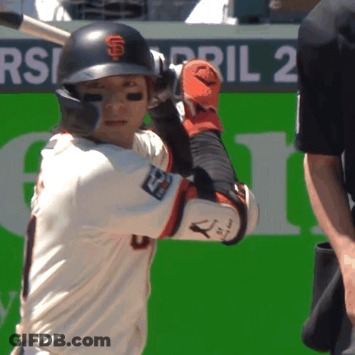 Baseball Player Swinging With SF Logo GIF