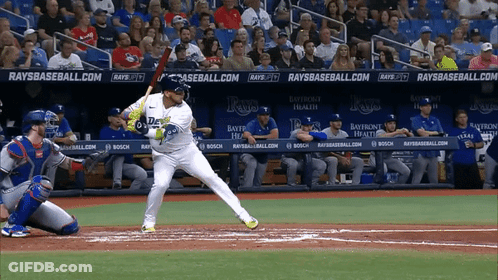 Baseball Player Swings Bat At Raysbaseball.com GIF