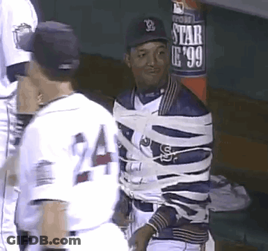 Baseball Player Taped To Post With Star Sign GIF